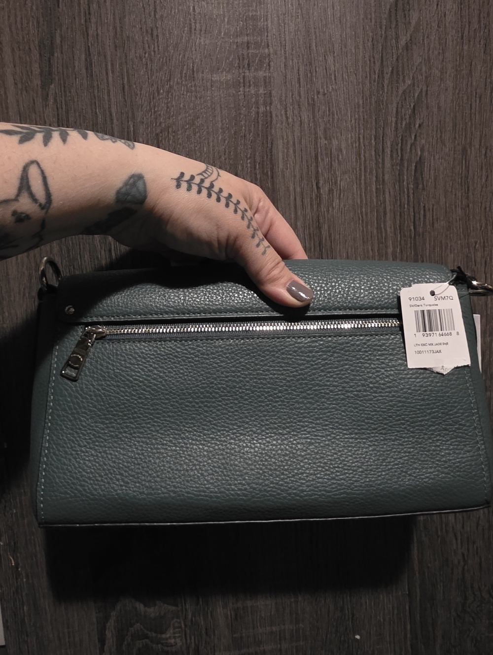 Coach Jade Shoulder Bag NWT in a dark turquoise With Snakeskin Embossed Trim - Picture 5 of 16